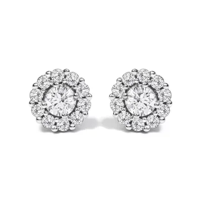 Lab Created 10K White Gold 1 1/2 Cttw Lab Grown Diamond Halo Stud Earrings by Haus of Brilliance