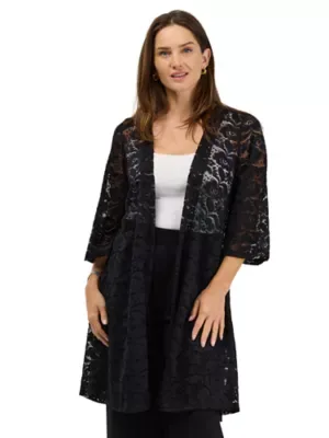 Elevate Lace Open Front Three-Quarter Sleeves Jacket
