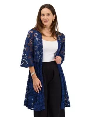 Elevate Lace Open Front Three-Quarter Sleeves Jacket