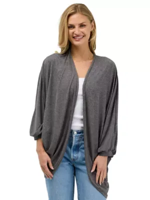 Basic Soft Stretch Open Front Cardigan Jacket by 24seven Comfort Apparel