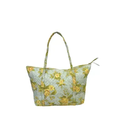 Morning Rose Floral Cotton Quilted Tote Bag by C&f Home