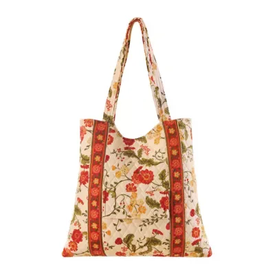 Carlisle Red Floral Cotton Quilted Tote Bag by C&f Home