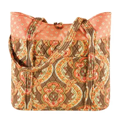 Sonnet Orange Cotton Quilted Tote Bag by C&f Home