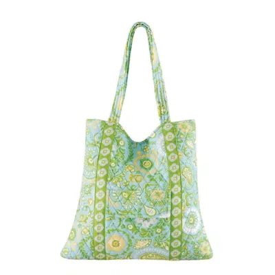 Samara Green Floral Cotton Quilted Tote Bag by C&f Home