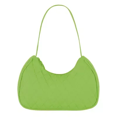 Kiwi Solid Green Cotton Quilted Hobo Bag Purse by C&f Home