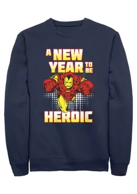 New Year Iron Man Graphic Crew Fleece Sweatshirt by Marvel