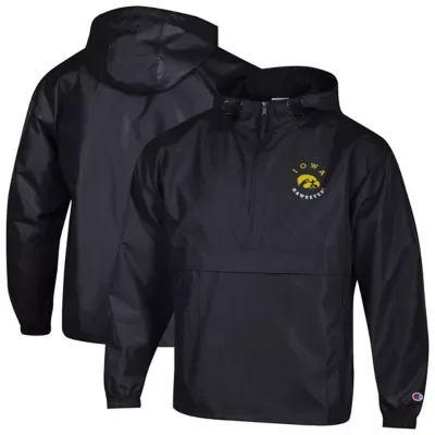 NCAA Iowa Hawkeyes Packable Hooded Windbreaker Half-Zip Jacket by Champion