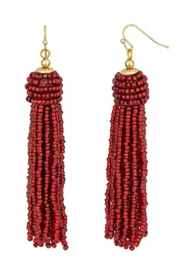 Seed Bead Tassel Drop Earrings by Belk