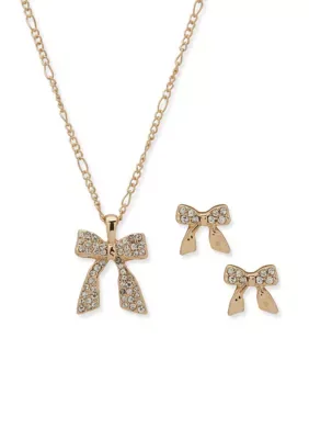 Crystal Bow Necklace & Bow Earring Set by Nine West
