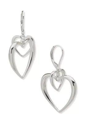 Stacked Heart Drop Earrings by Nine West