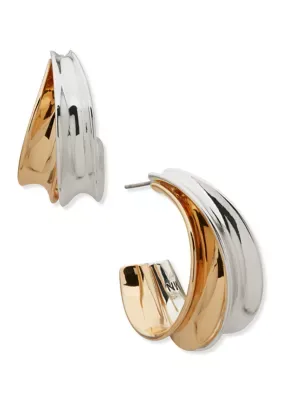 Two Tone Double Concave Hoop Earrings by Nine West