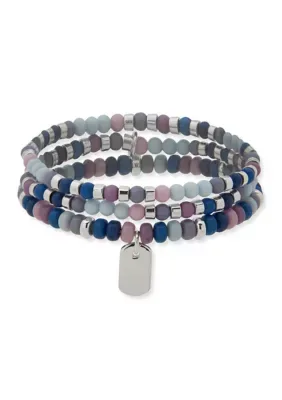 Tone Multi Color Beaded Dog Tag Stretch Bracelet Set by Nine West
