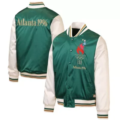 IOC Atlanta 1996 Summer Olympics Full-Snap Satin Bomber Jacket by Outerstuff