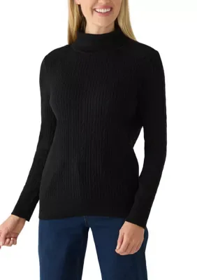 Cable Knit Turtleneck Top by Kim Rogers