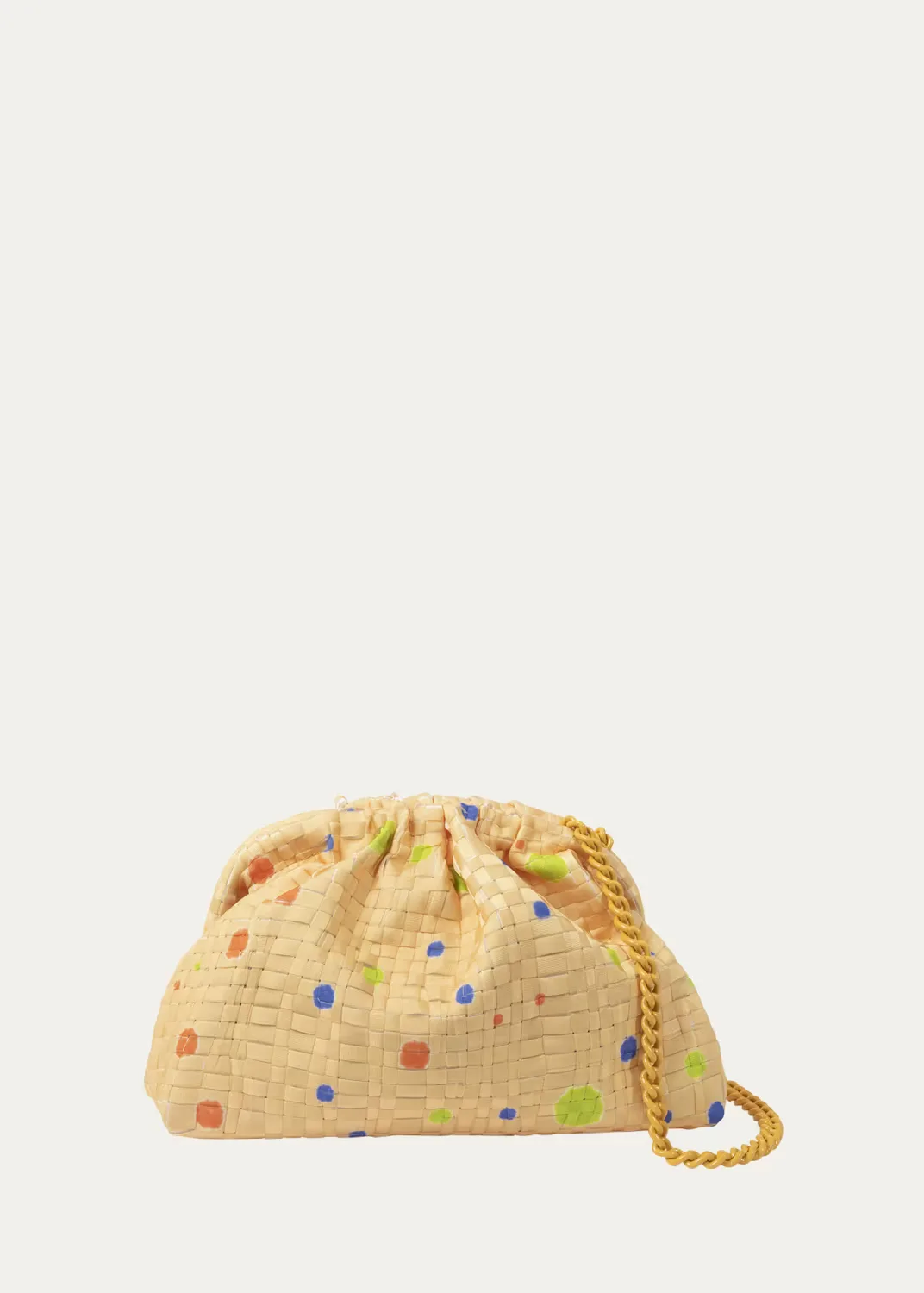 Multicolor Polka Dot Woven Clutch Bag by Maria La Rosa