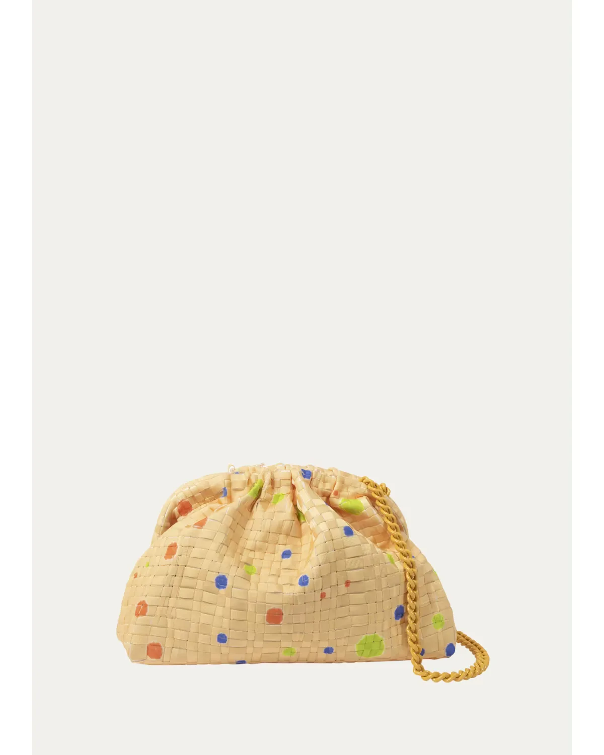 Multicolor Polka Dot Woven Clutch Bag by Maria La Rosa