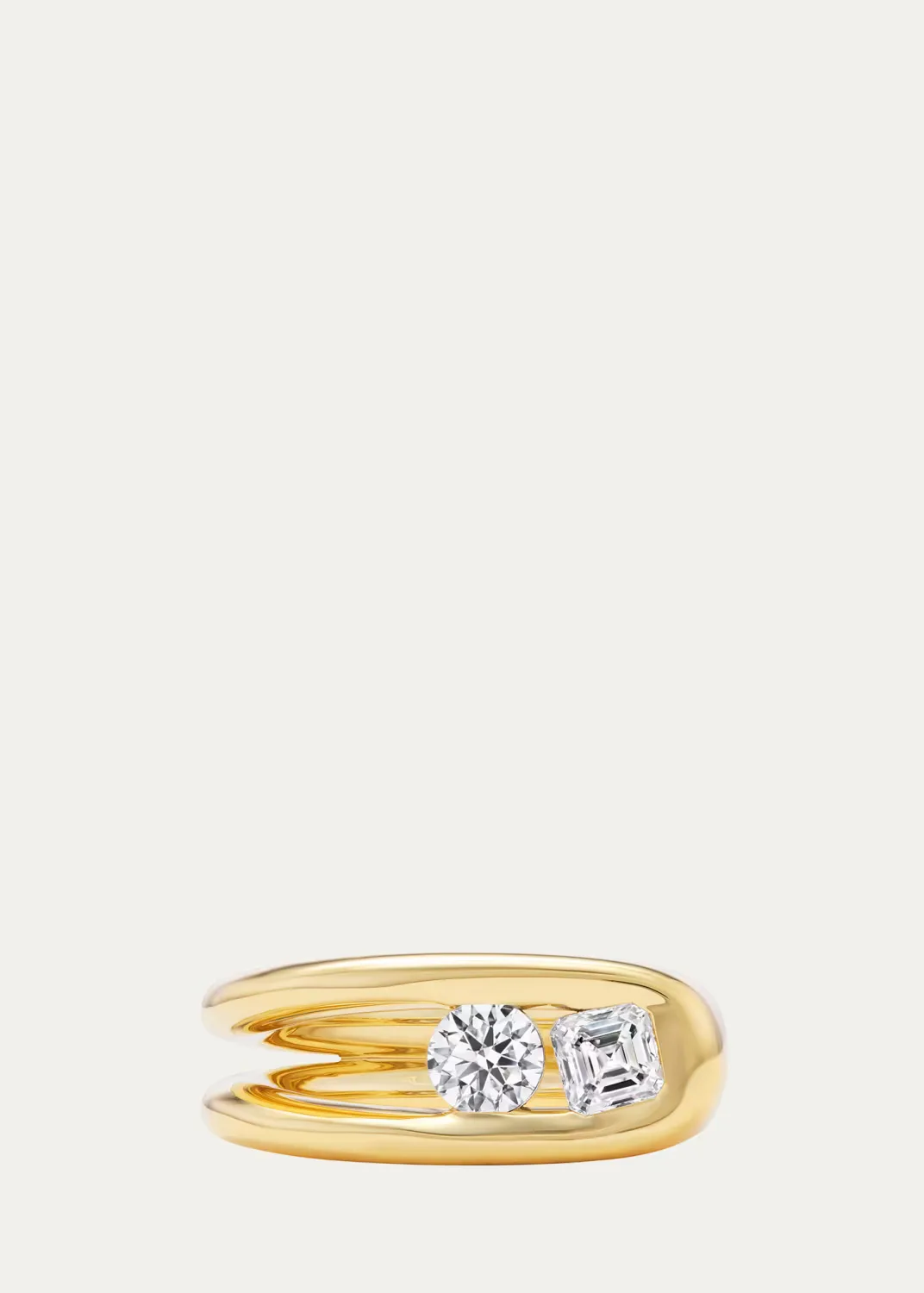 18K Yellow Gold Impact Diamond Ring by Uniform Object