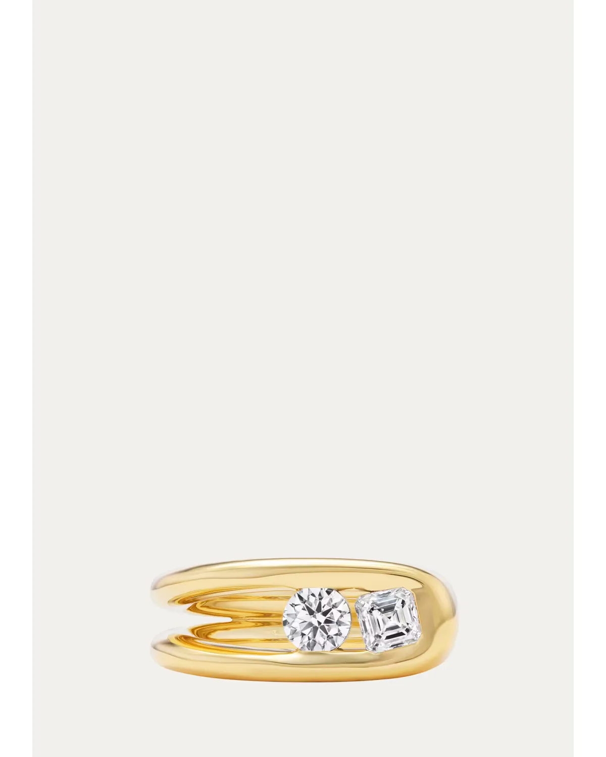 18K Yellow Gold Impact Diamond Ring by Uniform Object