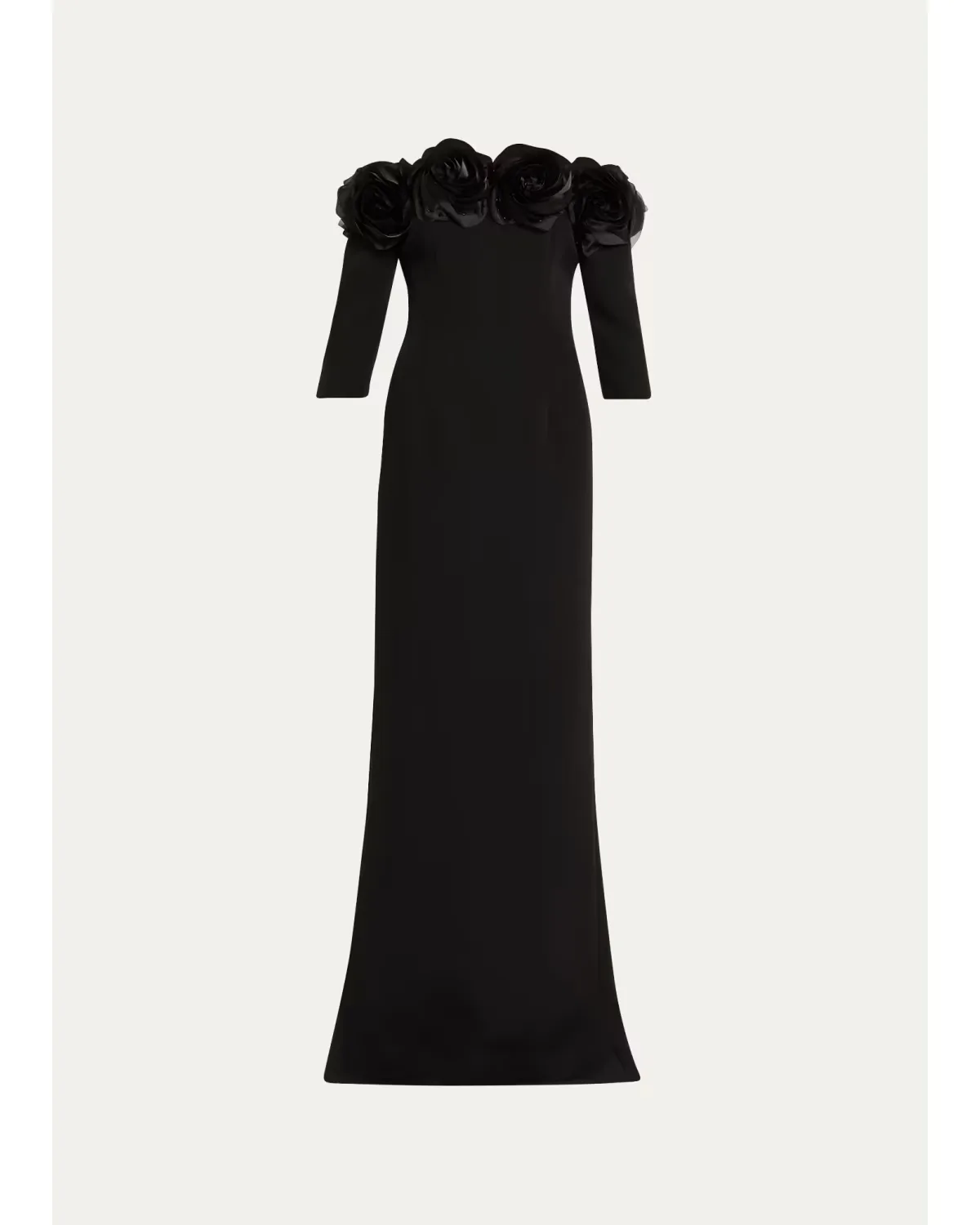 Off-Shoulder Applique Column Gown by Teri Jon