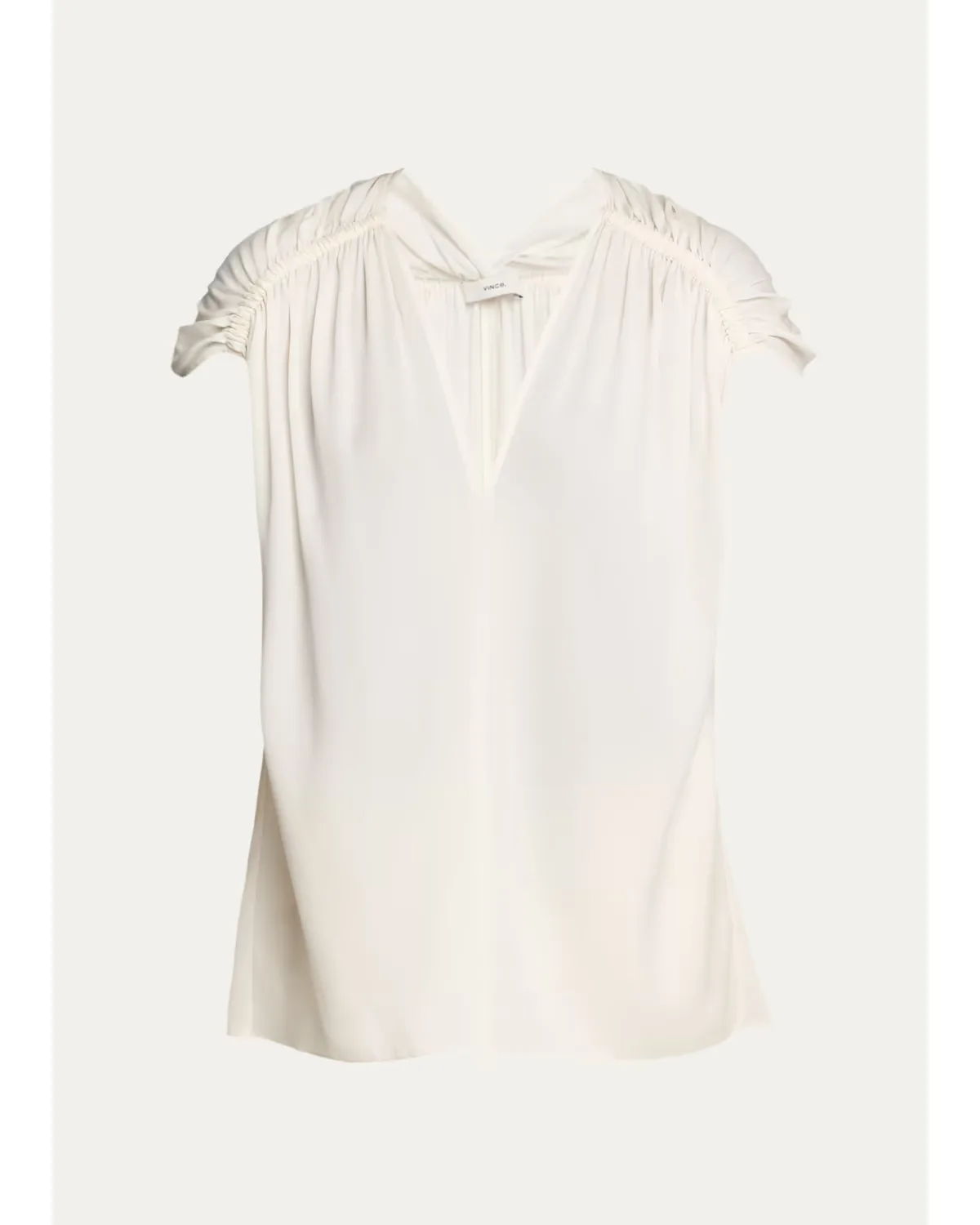 Gathered Cap-Sleeve Silk-Blend Blouse by Vince