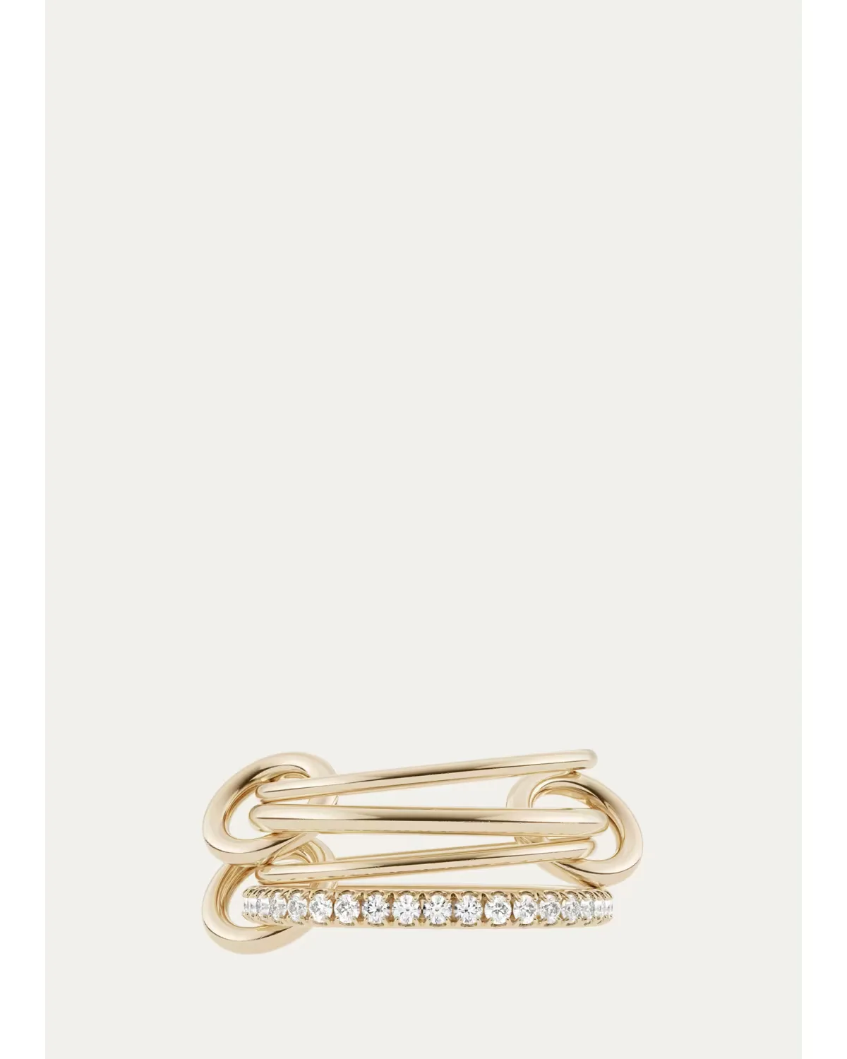 18K Yellow Gold Pisces 4-Link Pave White Diamond Ring
