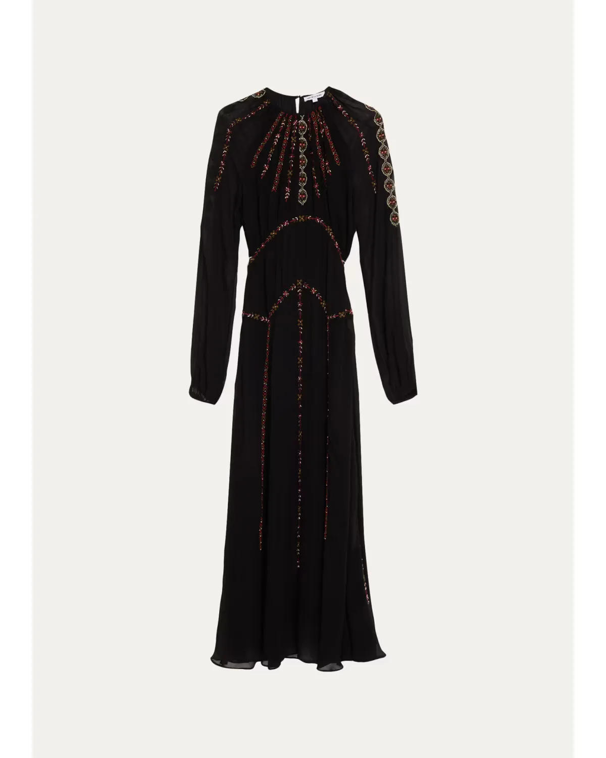 Sylvette Embroidered Blouson-Sleeve Maxi Dress by Veronica Beard