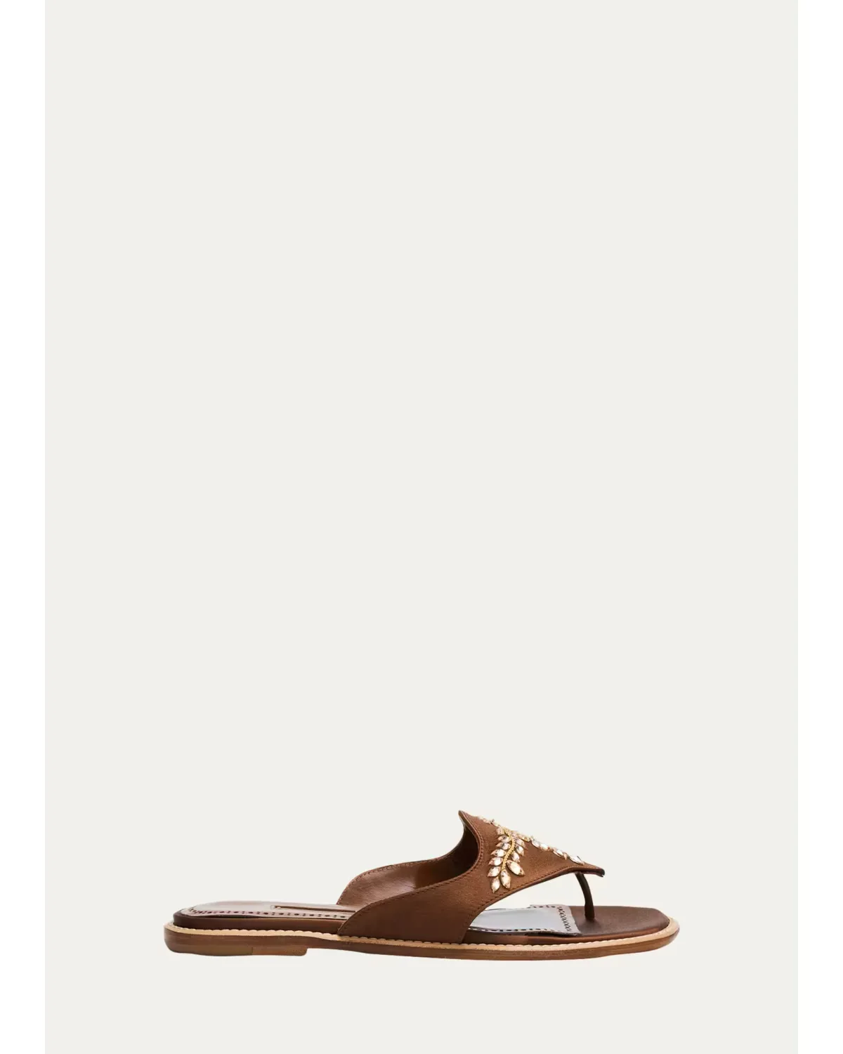 Jewel-Embellished Suede Thong Flat Sandals by Manolo Blahnik