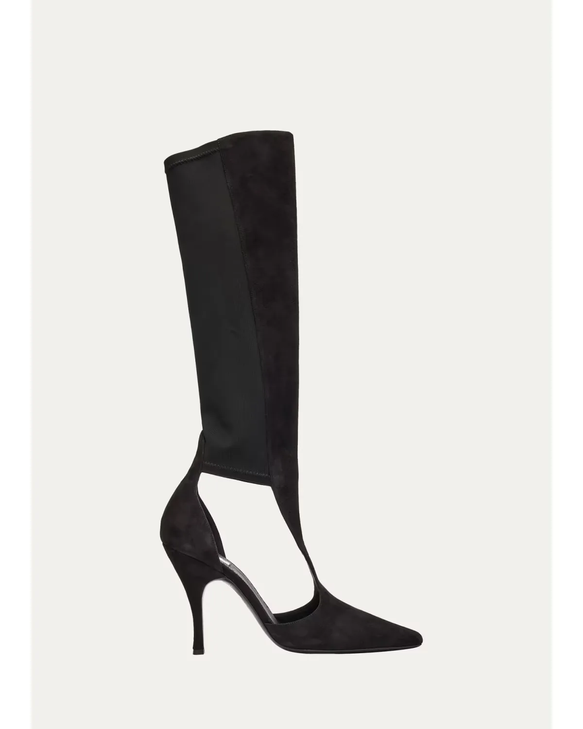 100mm Court Cutout Suede Knee-High Boots by ALAA