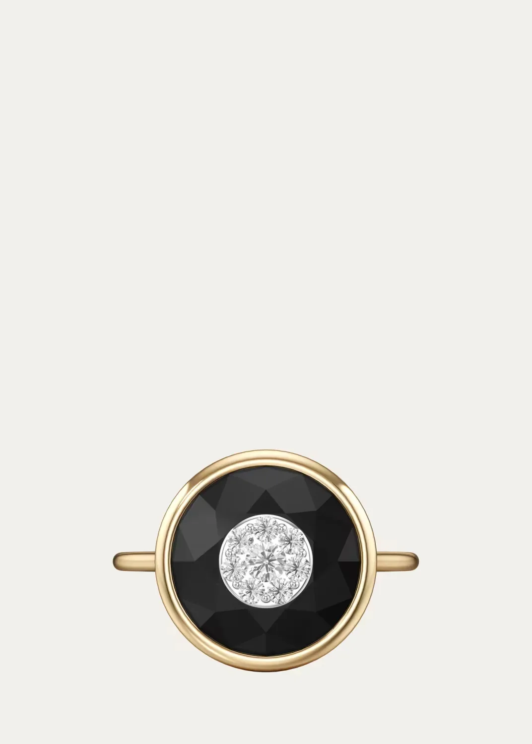 One Collection 10mm Ring with Yellow Gold Bezel, Black Onyx by Bhansali
