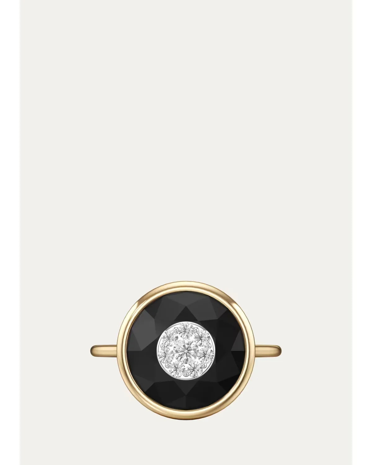 One Collection 10mm Ring with Yellow Gold Bezel, Black Onyx by Bhansali