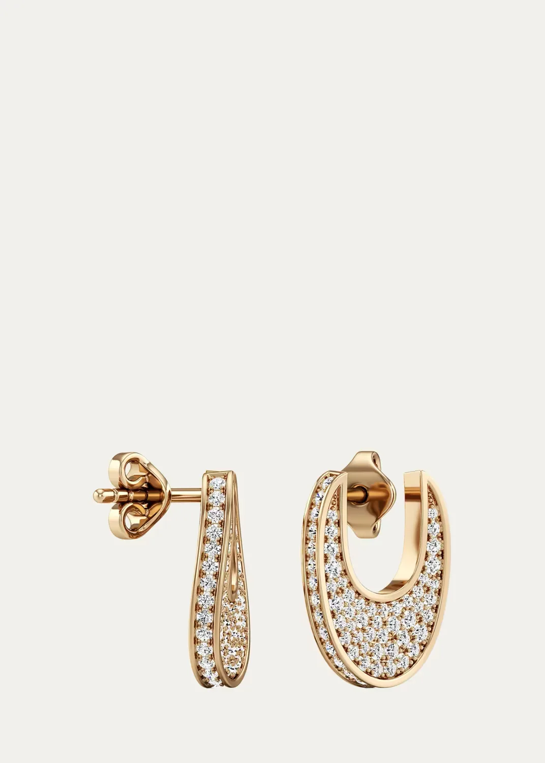 18K Yellow Gold Diamond U-Hoop Earrings