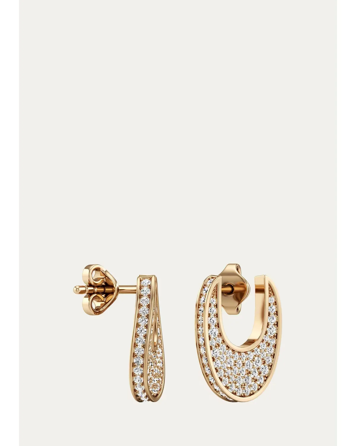 18K Yellow Gold Diamond U-Hoop Earrings