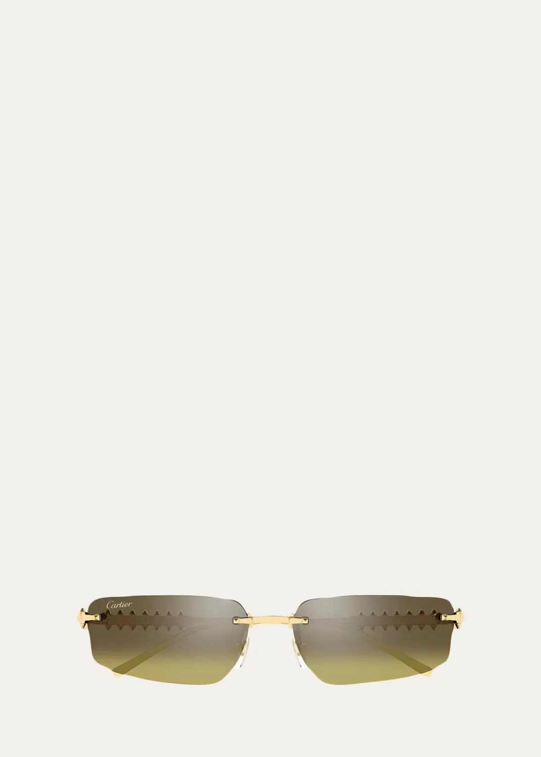 Studded Metal and Nylon Rectangle Sunglasses by Cartier's