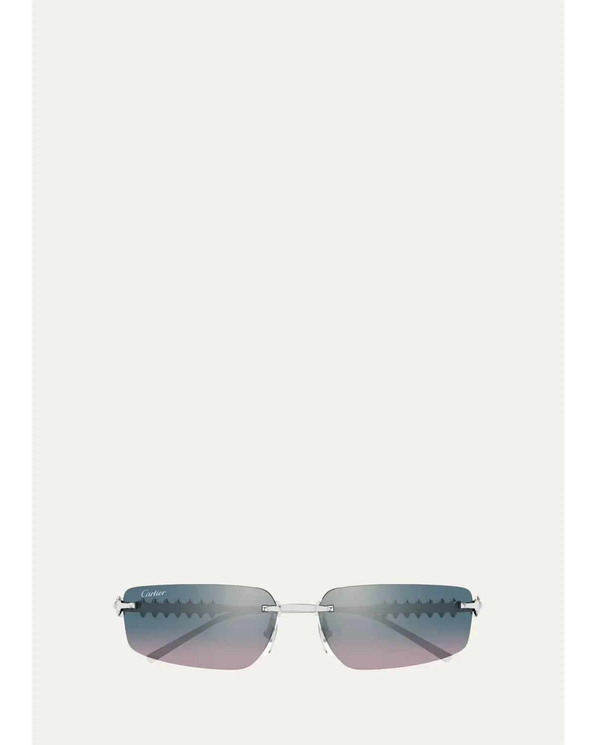 Studded Titanium and Nylon Rectangle Sunglasses