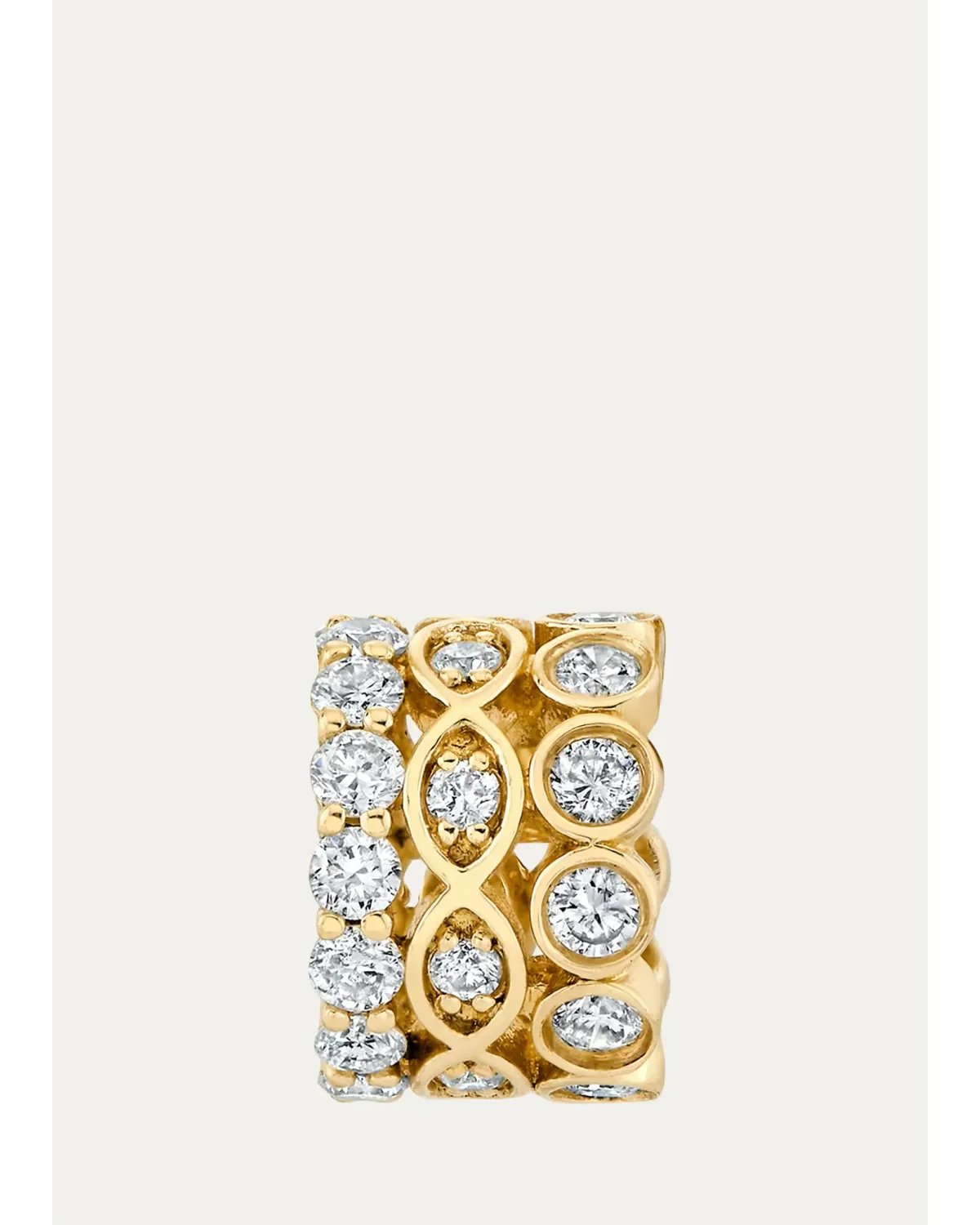 14K Yellow Gold Diamond Trio Chain Ring by Sydney Evan