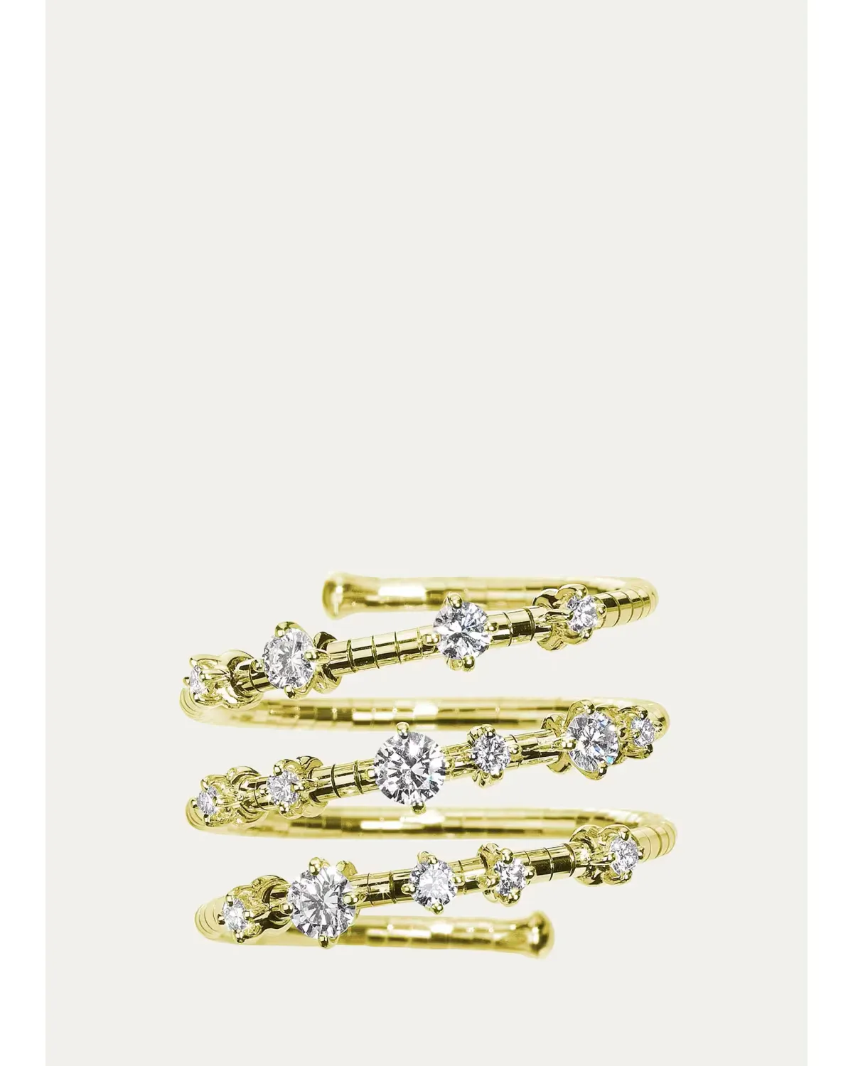 18K Yellow Gold Diamond 3-Row Wrap Ring
