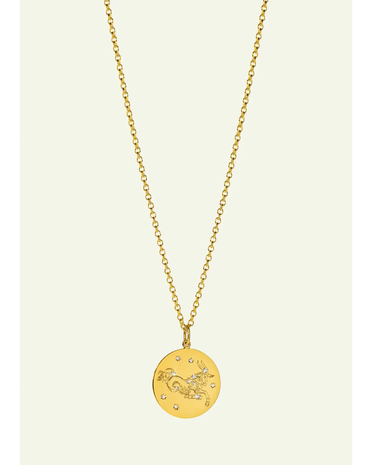 18K Yellow Gold Diamond Zodiac Necklace, Capricorn