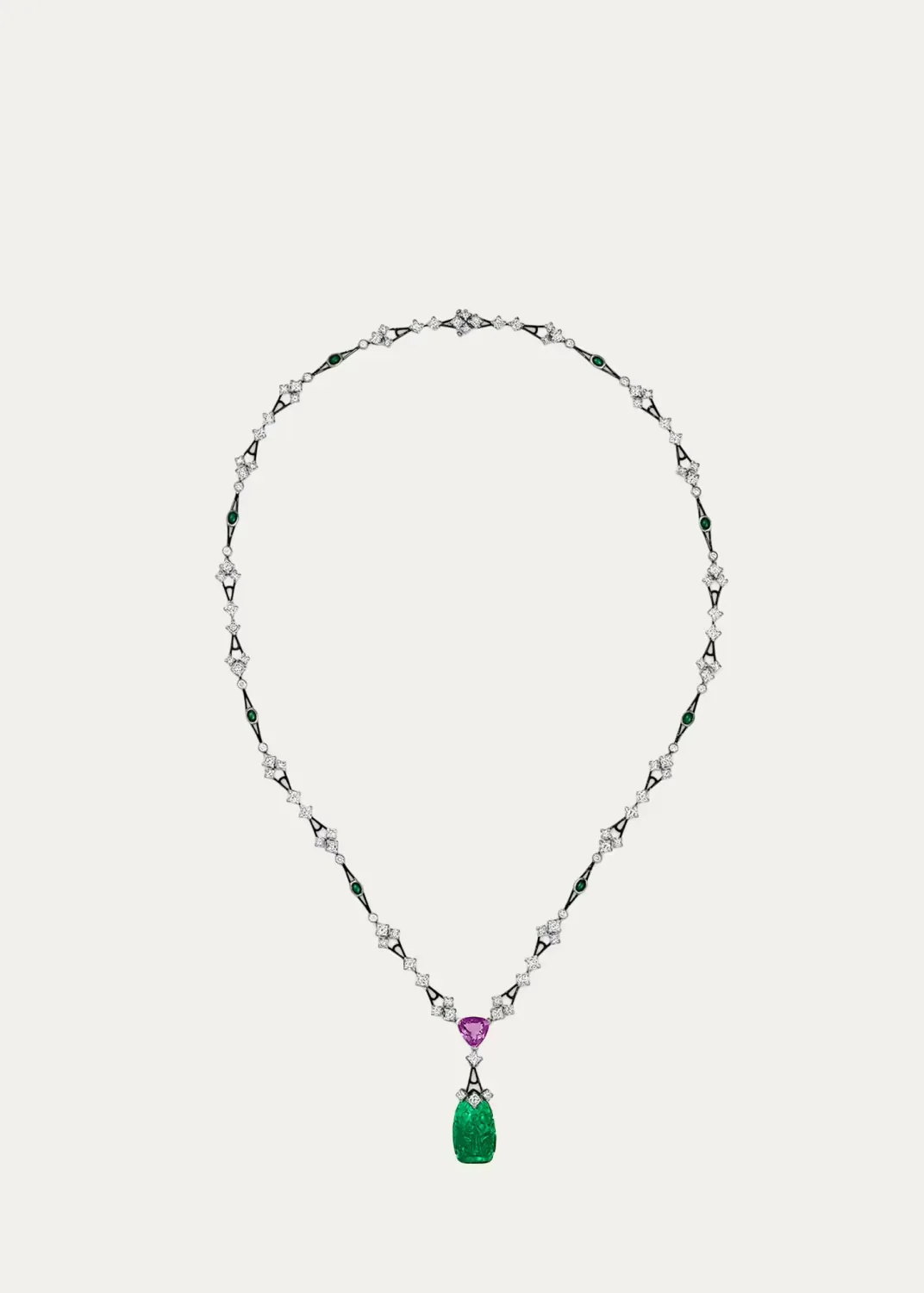 Blackened 18K White Gold One-of-a-Kind Web Necklace with Diamonds by Reza