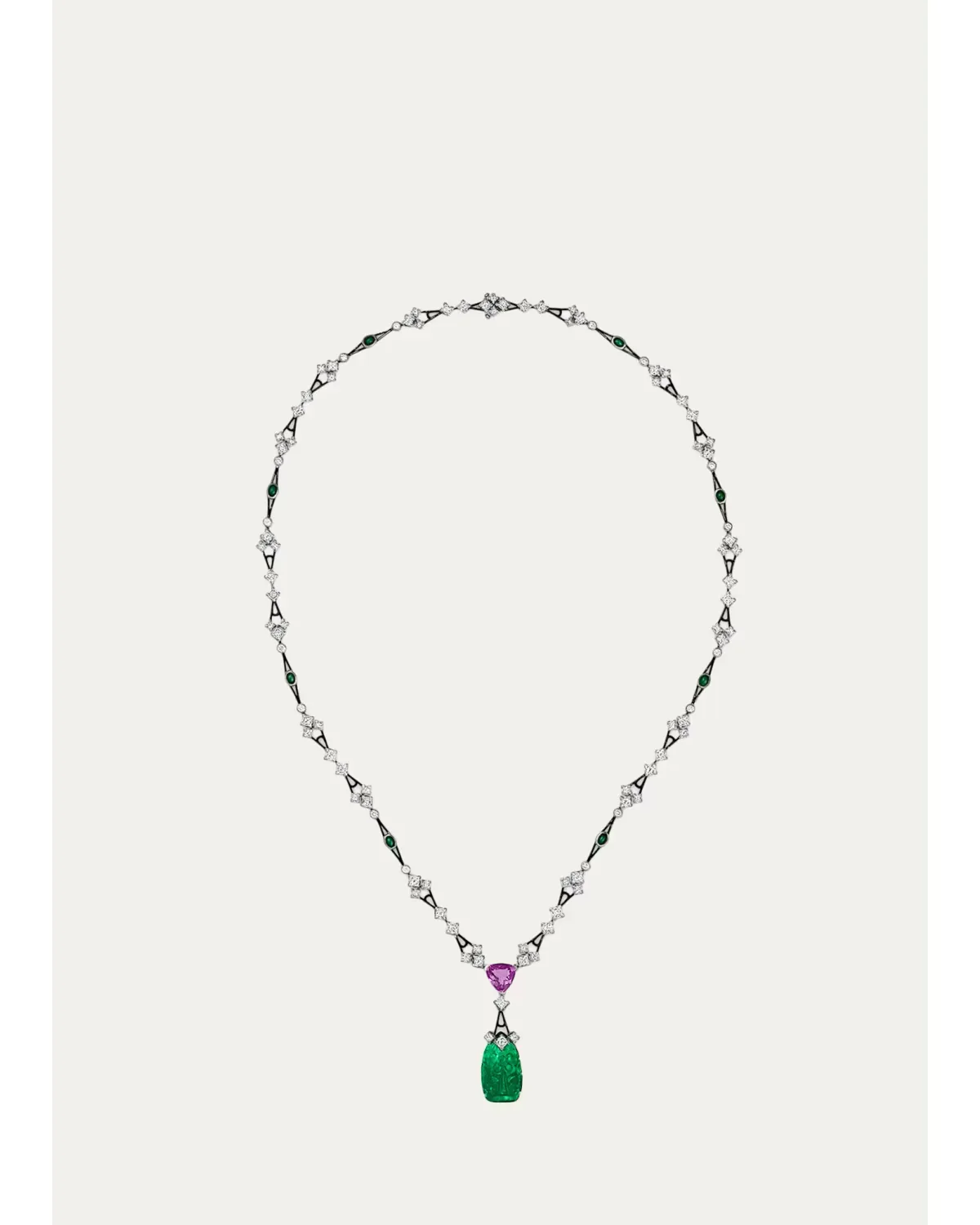 Blackened 18K White Gold One-of-a-Kind Web Necklace with Diamonds by Reza