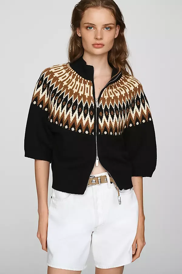 Fair Isle Zip-Up Sweater by Sanctuary