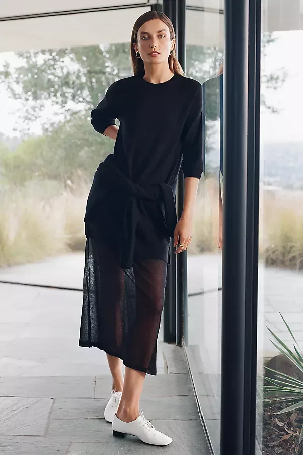 Twofer Sheer Sweater Dress by Anthropologie