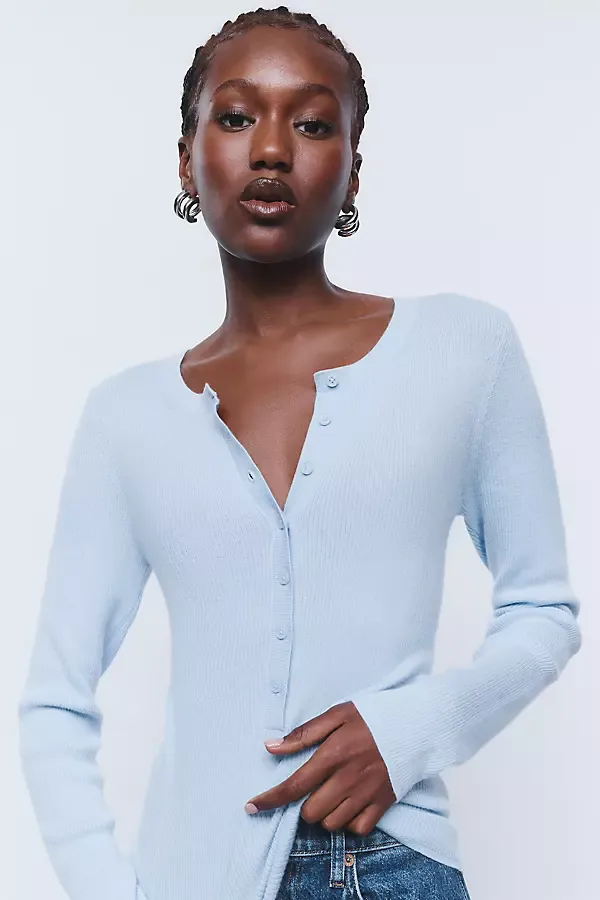 100% Cashmere Henley Top by Anthropologie