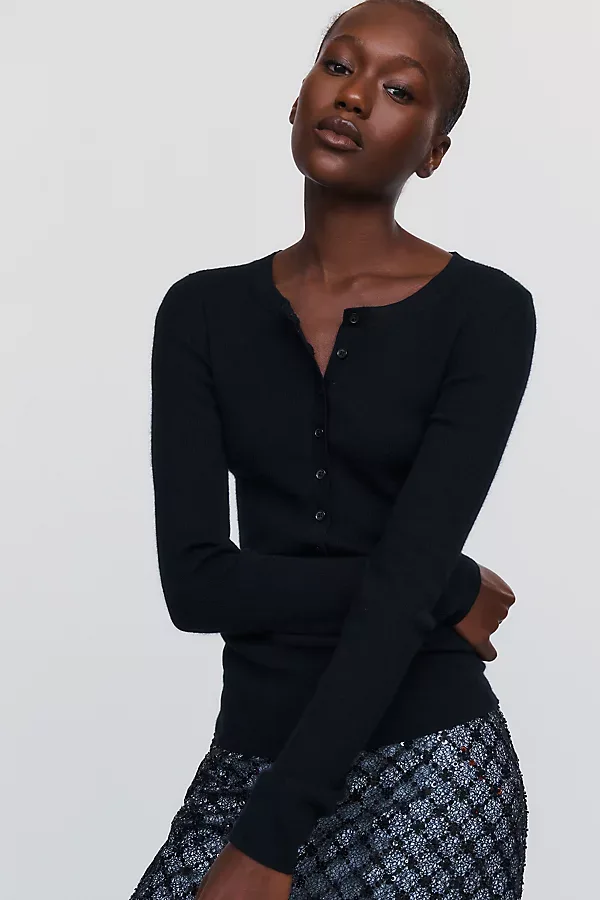 100% Cashmere Henley Top by Anthropologie