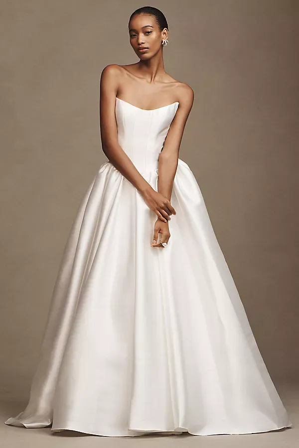 Jenny by Jenny Yoo Milena Strapless Drop-Waist Mikado Wedding Gown by Jenny Yoo