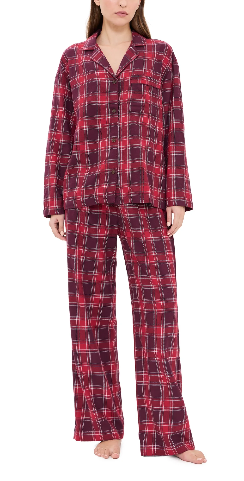 Flannel Long Pajama Set Oxford Check by Eberjey