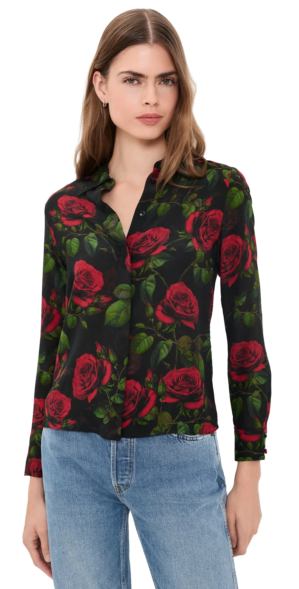 Willa Top Rouge Romance Black Sm by Alice + Olivia