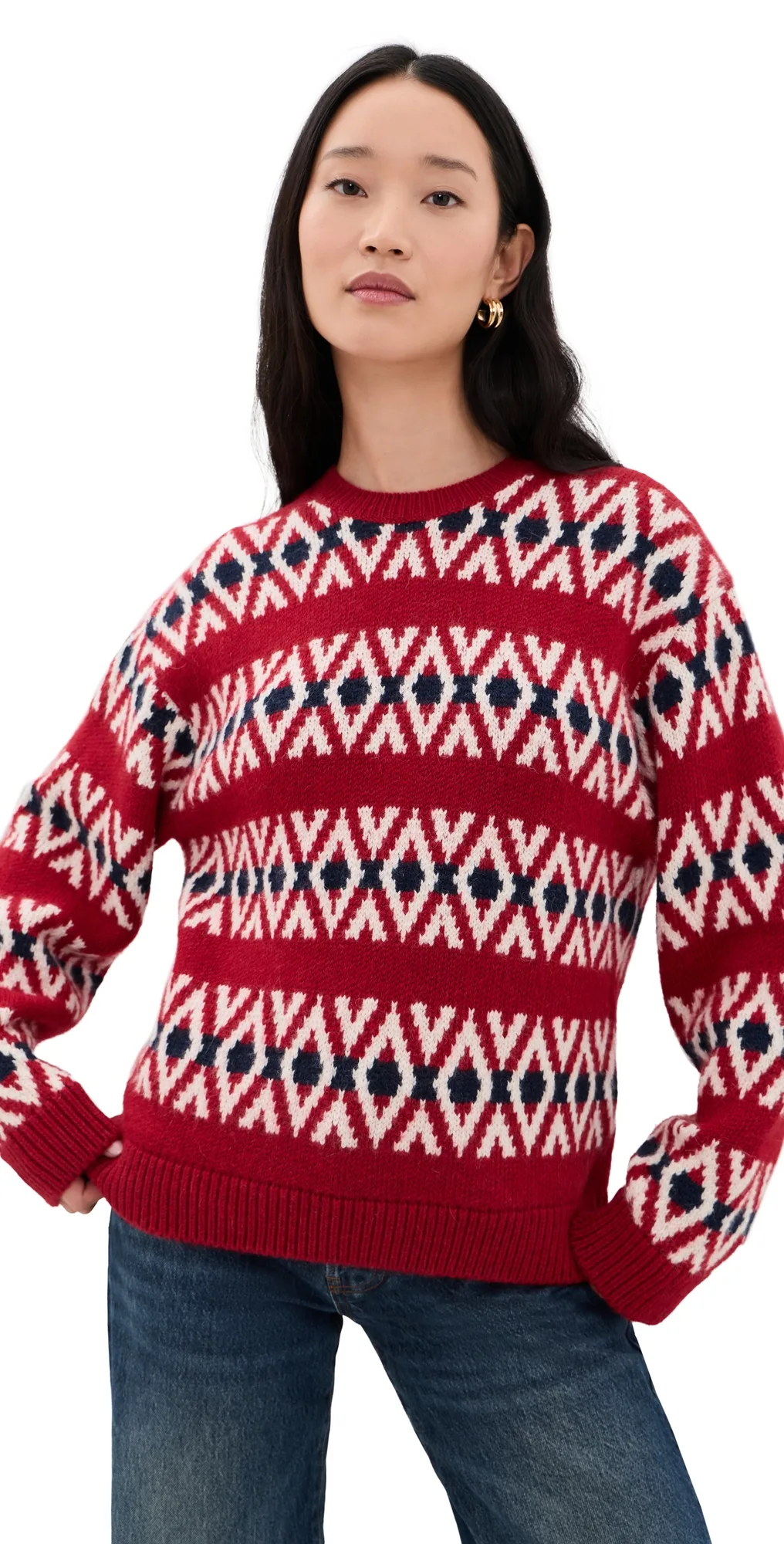 The Oversized Alpaca Sweater Currant Fairisle by FRAME