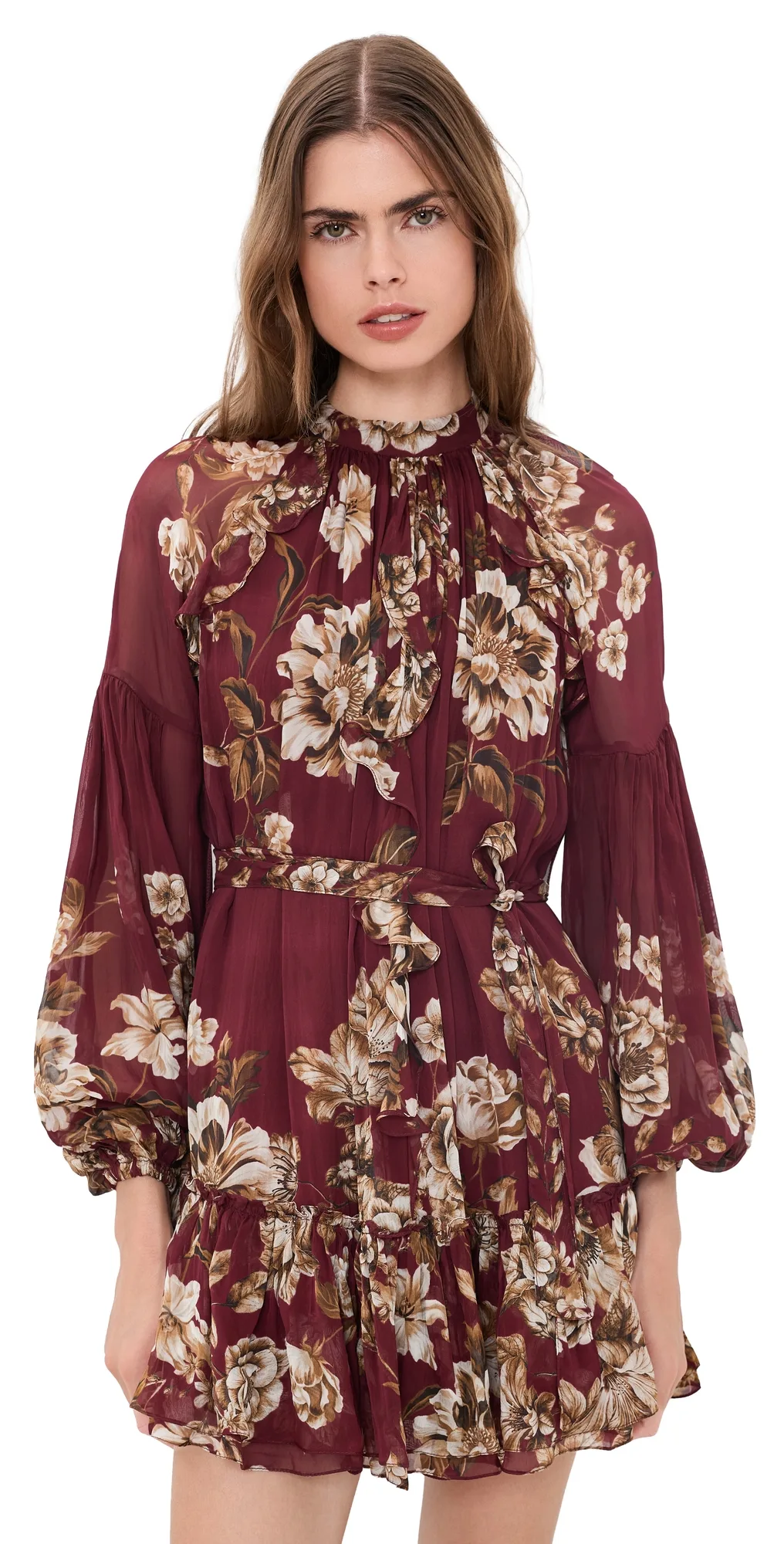 Ruffled Mini Dress with Self Tie Up by Hemant And Nandita