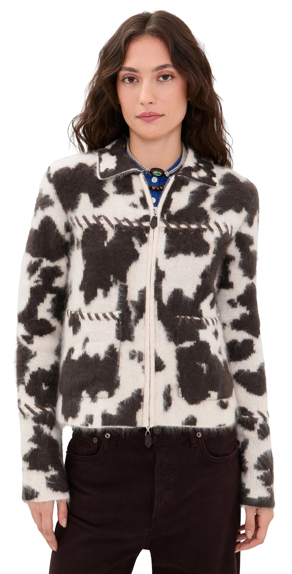 Grizzly Cowhide Cashmere Jacket by Guest in Residence