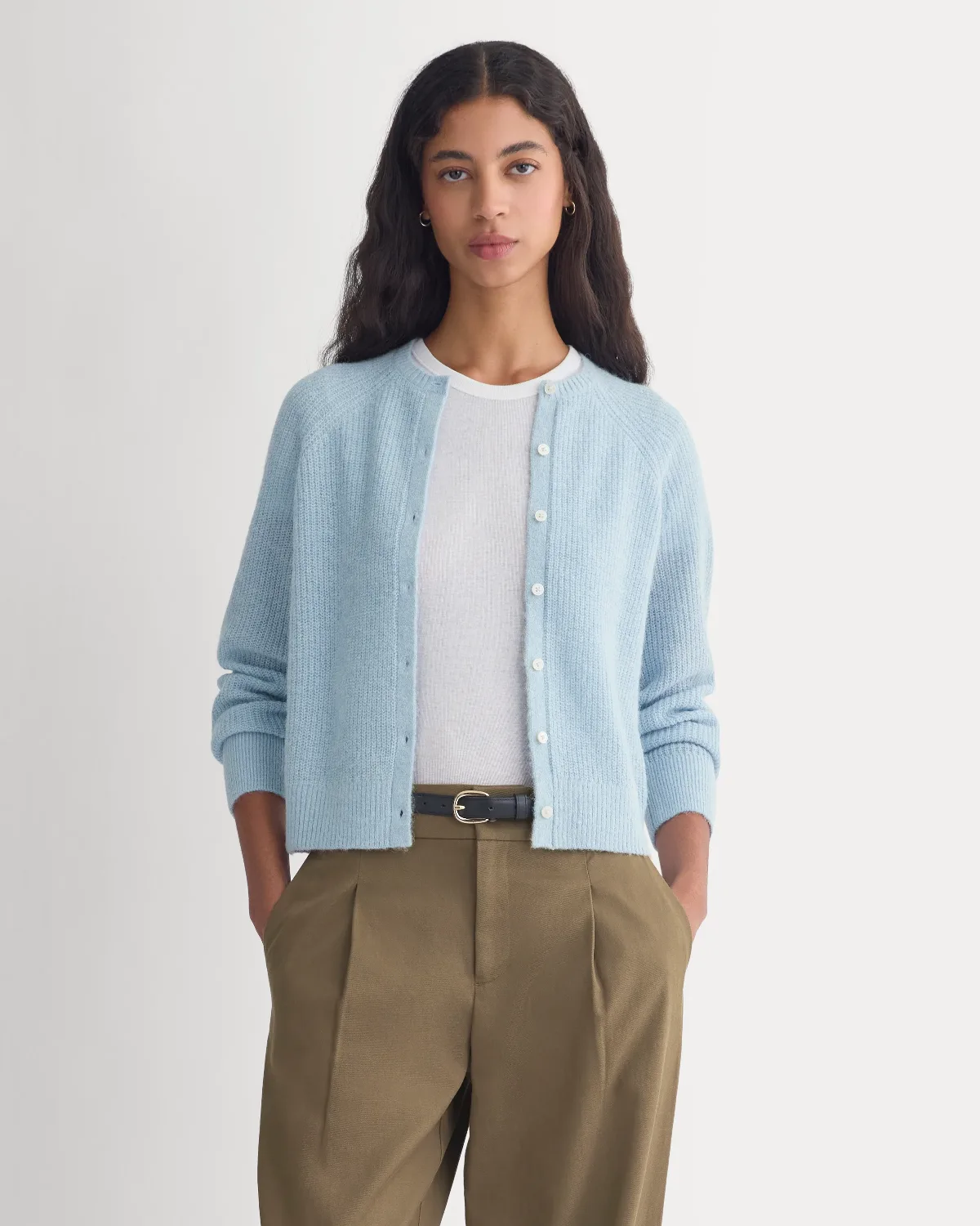 Ribbed Cropped Cardigan, Alpaca